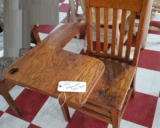furniture- antique oak school desk, probably Heywood Wakefield.