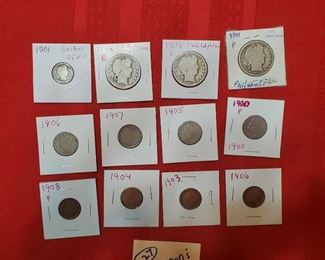early 1900s coins, Barber / Liberty half dollars dime V nickels indian head pennies etc and lots of other coins in this auction. 