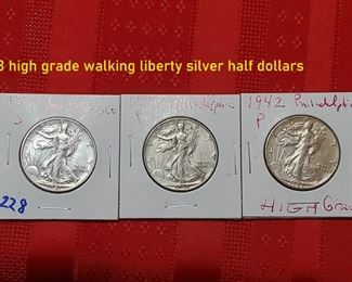 High grade walking liberty silver dollars 1940s