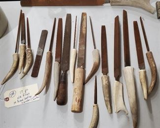 old files with home made deer antler handles