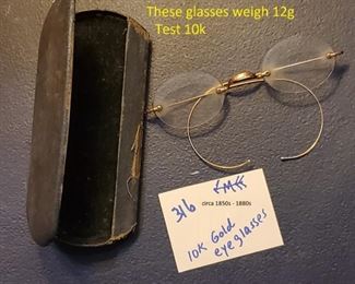 10k gold eyeglasses ca 19th century possible civil war 