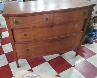 furniture  - old red mahogany dresser / chest of drawers needs hardware. 