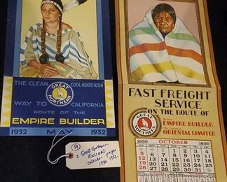 Great Northern Railway 1930s advertising calendars w Native American indians