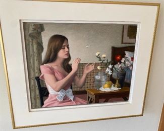 CHARLES POMPILIOUS "GIRL WITH BUTTERFLY" OIL