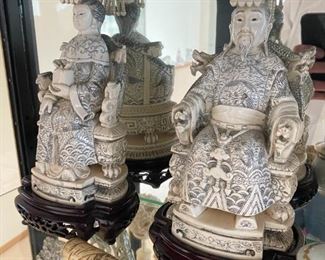 CARVED EMPEROR & EMPRESS, LARGE SIZE