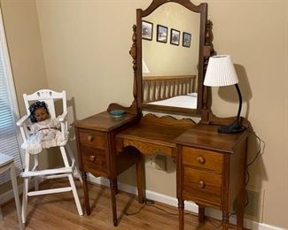 Childs chair, vintage vanity