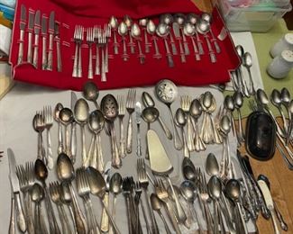 selection of silver-plate flatware