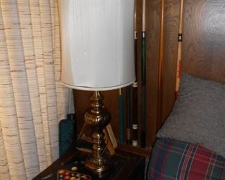 End Table .....Lamp.......Pool Table Cues & Balls