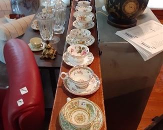 English bone china tea cups $5 and up to Shelley tea cup sets $35 each