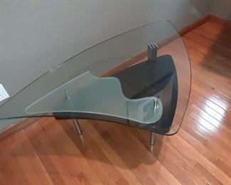 Glass Boomerang shaped coffee table 