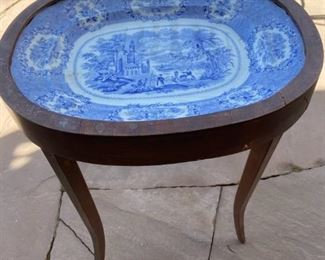 Pretty antique English transferware platter table