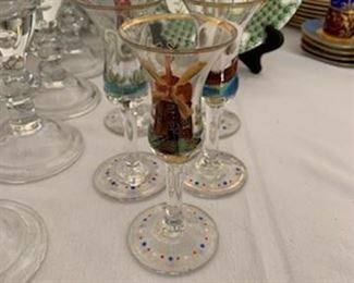 Hand painted liqueur glasses, set/5