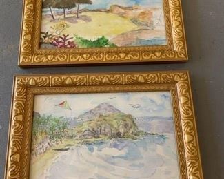 Watercolor paintings of Mazatlan, pair