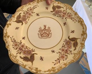 Copeland & Garrett Armorial dessert plates and serving pieces, ca 1840