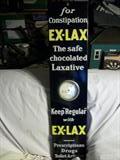RARE EX-LAX PORCELIAN SIGN
HAS ROUND THERMOMETER.
FEW CHIPS ALMOST LIKE NEW. A RARE FIND.