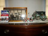 MAGH. DRESSER, HARLEY ITEMS INCLUDING A DIORAMAS, DVD TAPE, PICTURE ALBUM.
