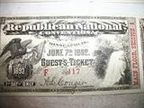 1892 REPUBLICAN NATIONAL CONVENTION GUEST TICKET  JUNE 7th 1892.
2 TICKETS IN EXCELLENT CONDITION . TICKETS STILL HAVE STUBS. HARD TO FIND IN THIS SHAPE.