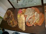 PILE OF OLD BASEBALL GLOVES. SEVERAL COLLECTABLE.