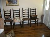 SET OF 4 LADDER BACK CHAIRS plus two more not in picture