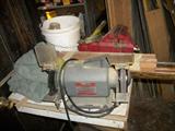 VINTAGE VISE AND GRINDER IN GARAGE # 1