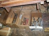 BOXES OF HAMMERS, SCREW DRIVERS, WOOD PLANES, CHISELS, MISC PARTS.