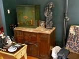Fantastic marble top chest, wonderful painted oriental secretary, large sculpture,