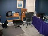 Another view of the office area with the Eames ottoman and chair (not matching)