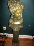 Ceramic/plaster bust and stand