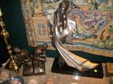 Nice pair of "The Thinker" book ends and Austin deco lady