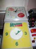 RARE MOUNTAIN DEW CLOCK AND COCA COLA CLOCK.