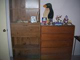 BOOKCASE AND WALNUT CHEST