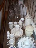 GLASSWARE, STEMWARE, PLATES AND MISC GLASS.