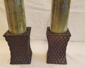 candle holders with green candles