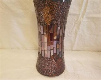 mosaic tall glass vase