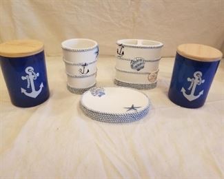 nautical themed bath accessories and candles