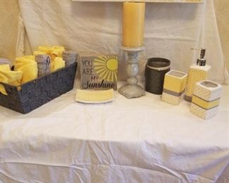 yellow &  gray bath accessories