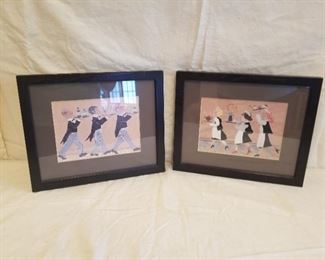 set of 2 dining framed prints