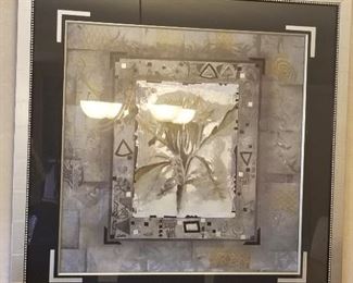 silver framed picture -palm theme