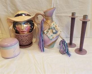 Home decor -vase, mask & candlesticks