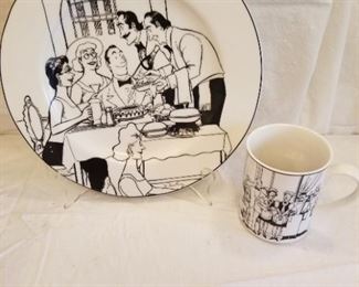 black & white plate and mug
