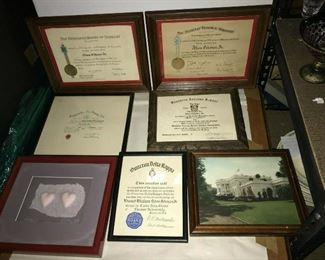 https://www.ebay.com/itm/114791781124	CC7033 Lot Of Assorted Certificates And Hangable Items (Framed Items)		Buy-It-Now	 $25.00 
