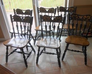 Set of (6) Pennsylvania stencil back chairs