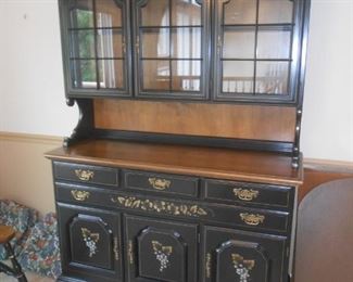 Wow!  This china cabinet is fab!  It has the Hitchcock design effect with Pennsylvania stenciling, step back section with 3 glass doors
