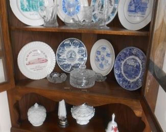Various collectors plates, fenton glass etc