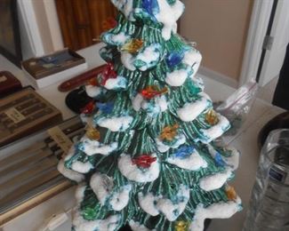 Ceramic Christmas tree is approx 2' tall