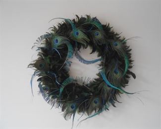 Peacock feather wreath - in the basement rec room