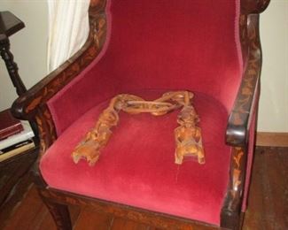 armchair inlaid wooden frame