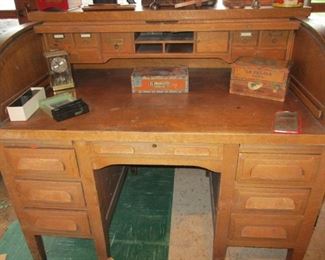 oak C-roll top desk