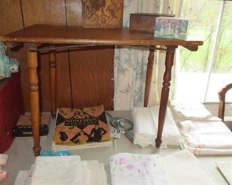 linens & child sized sewing stand