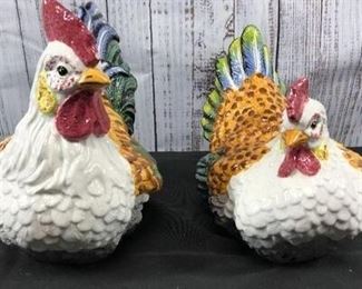 Colorful Ceramic Chickens